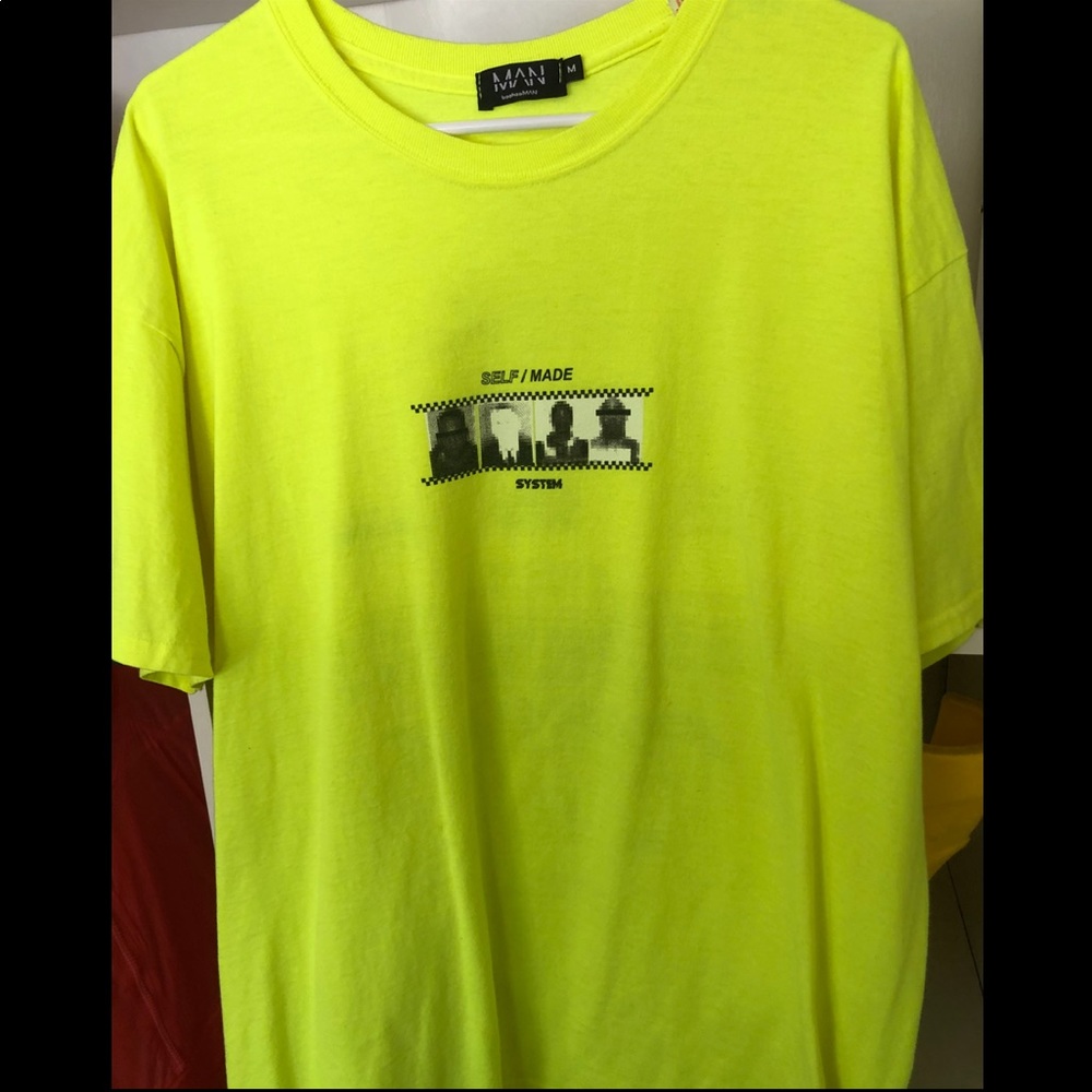 Boohoo Man Lime Green Self-Made Long Fit Tee-Shirt